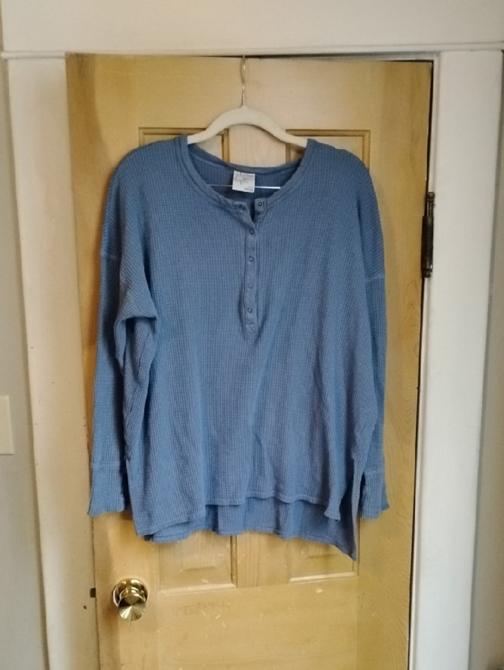 Offline By Aerie Waffle Wow Shirt, M, Blue